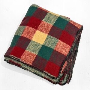 Biederlack VTG Lodge Plaid Colorblock‎ Throw Blanket Reversible 58x46 Cabincore